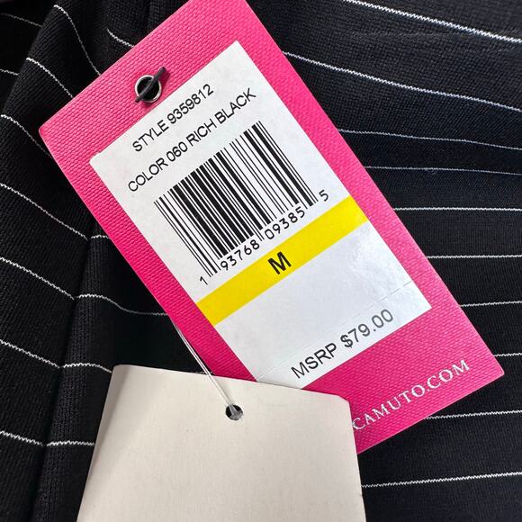 Vince Camuto Skirt Rich Black White Womens M Striped Pull-On Pencil Office Wear - Picture 3 of 7